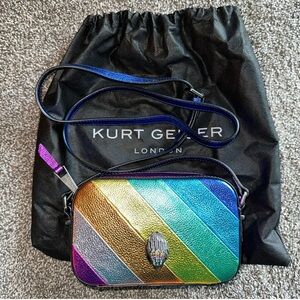 Authentic.. Kurt Geiger Multicolor Striped Crossbody Bag and slides to match